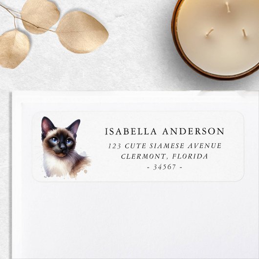 Siamese Kat Persoonlijke Retouradreslabels Etiket