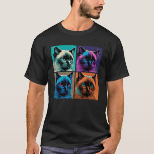 Siamese Kat Pop Illustratie Kleurrijke Dierlijke M T-shirt