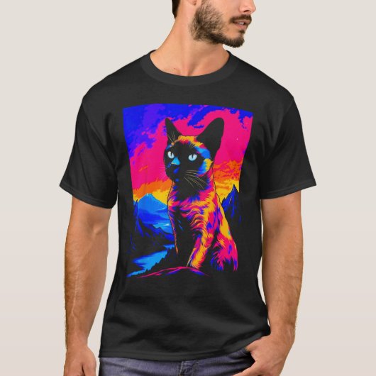 Siamese Kat Pop Kunst T-shirt (Voorkant)