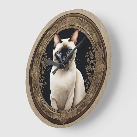 Siamese kat portret elegant grote klok (Hoek)