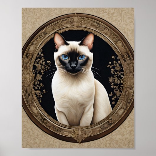 Siamese kat portret elegant poster (Voorkant)