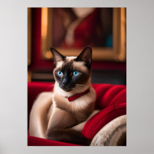 Siamese Kat Portret Fijnkunst Poster — Blauwe Ogen