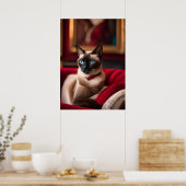 Siamese Kat Portret Fijnkunst Poster — Blauwe Ogen (Keuken)