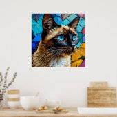 Siamese Kat Portret Poster (Keuken)
