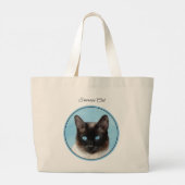 Siamese kat portret schilderen Schattigee originel Grote Tote Bag (Achterkant)