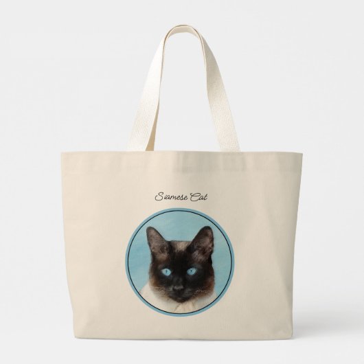 Siamese kat portret schilderen Schattigee originel Grote Tote Bag (Achterkant)