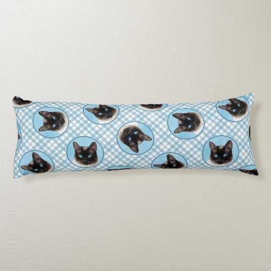 Siamese kat portret schilderen Schattigee originel Lichaamskussen (Achterkant)