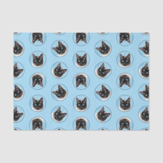 Siamese kat portret schilderen Schattigee originel Tissuepapier (Voorkant)