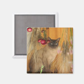 Siamese kat Posing Animal Photography Magnet #3 (Voorkant / Achterkant)