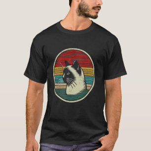 Siamese Kat Retro Zonsondergang T-shirt