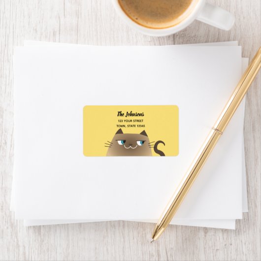 Siamese Kat Return-adres Etiket (Insitu)