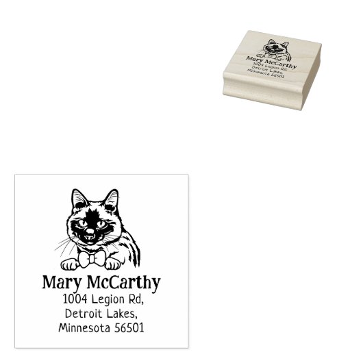 Siamese Kat Return-adres Rubberstempel (Gestempeld)