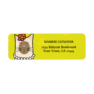 Siamese Kat Return-adreslabels Etiket