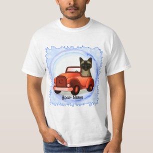 Siamese kat-rijdende auto t-shirt