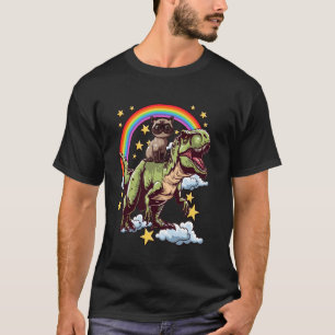 Siamese Kat rijdt op een dinosaurus Dinosaur T-shirt