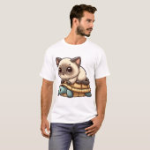 Siamese kat rijdt op schildpad t-shirt (Voorkant volledig)