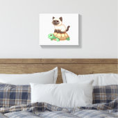 Siamese kat rijdt schildpad canvas afdruk (Insitu (Slaapkamer))