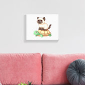 Siamese kat rijdt schildpad canvas afdruk (Insitu (Woonkamer))