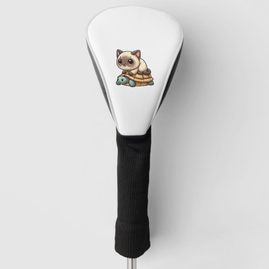 Siamese kat rijdt schildpad golfheadcover (Voorkant)