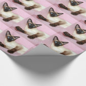Siamese Kat roze achtergrond Cadeaupapier (Hoek)