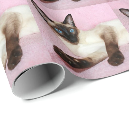 Siamese Kat roze achtergrond Cadeaupapier (Rol Hoek)