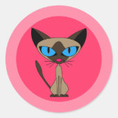 Siamese kat, roze Stickers (Voorkant)