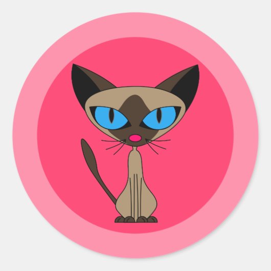 Siamese kat, roze Stickers (Voorkant)