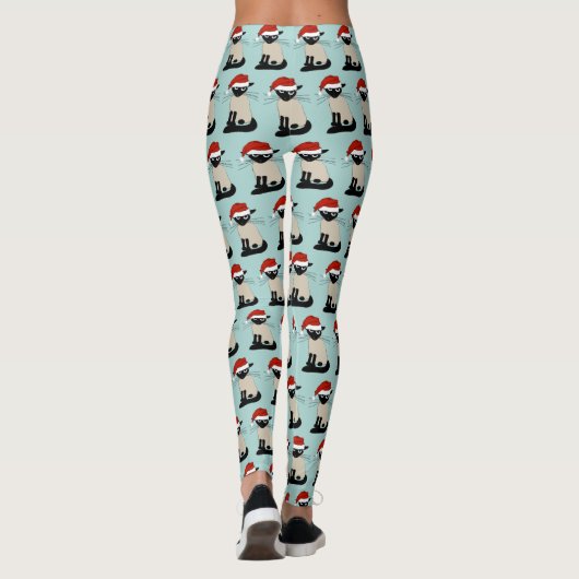 Siamese Kat Santa Grappig Kerstvakantie Leggings (Achterkant)