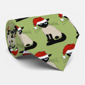 Siamese Kat Santa Grappig Kerstvakantie Stropdas (Opgerold)
