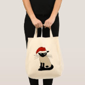 Siamese Kat Santa Grappig Kerstvakantie Tote Bag (Voorkant (product))