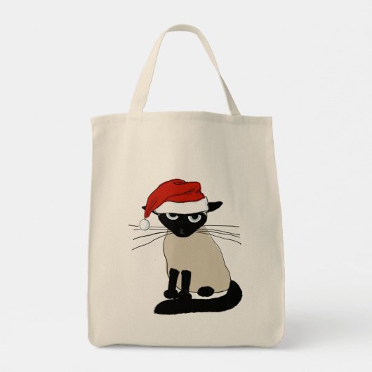Siamese Kat Santa Grappig Kerstvakantie Tote Bag (Achterkant)