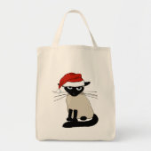 Siamese Kat Santa Grappig Kerstvakantie Tote Bag (Voorkant)