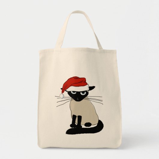 Siamese Kat Santa Grappig Kerstvakantie Tote Bag (Voorkant)