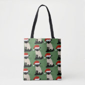 Siamese Kat Santa Grappig Kerstvakantie Tote Bag (Voorkant)
