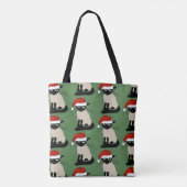 Siamese Kat Santa Grappig Kerstvakantie Tote Bag (Achterkant)
