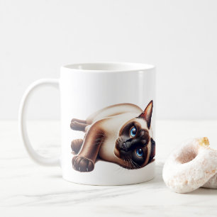 Siamese kat, Schattigee blauwogige katachtige Koffiemok