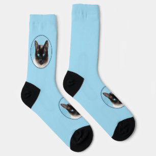 Siamese kat schilderij originele dierlijke kunst sokken