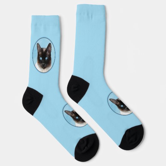Siamese kat schilderij originele dierlijke kunst sokken (Rechts)