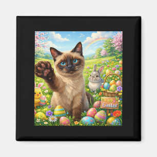 Siamese Kat Selfie Konijn Schattig Pasen Lente Eie Magneet