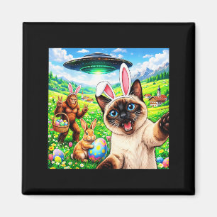 Siamese Kat Selfie met Paashaas Bigfoot UFO Magneet