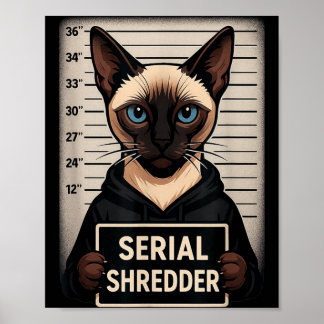 Siamese Kat Serieel Vernieler Mugshot Grappig Huis Poster
