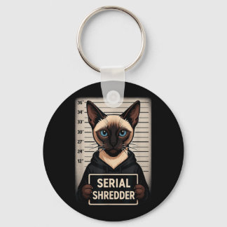 Siamese Kat Serieel Vernieler Mugshot Grappig Huis Sleutelhanger