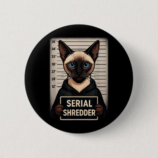 Siamese Kat Seriemoordenaar Mugshot Grappig Huisdi Ronde Button 5,7 Cm