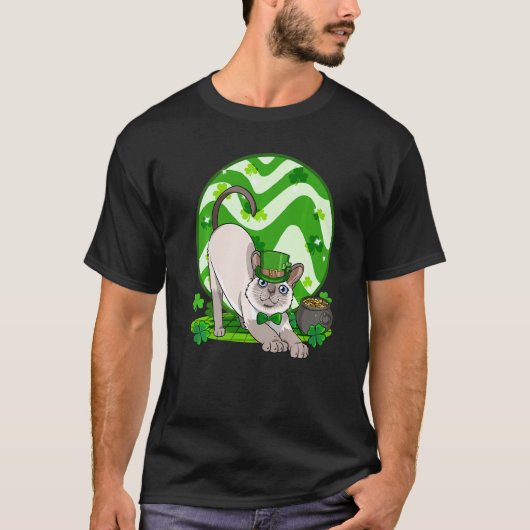 Siamese Kat St Patricks Leprechaun Kitten T-shirt (Voorkant)
