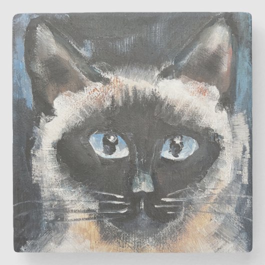 Siamese kat stenen onderzetter (Voorkant)