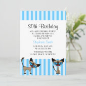 Siamese kat Striped Birthday Invitation Kaart (Staand voorkant)