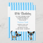 Siamese kat Striped Birthday Invitation Kaart (Voorkant / Achterkant)