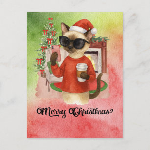 Siamese kat stuurt bericht Vrolijk kerstfeest Feestdagenkaart
