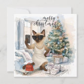 Siamese kat stuurt bericht Vrolijk kerstfeest Feestdagenkaart (Voorkant)