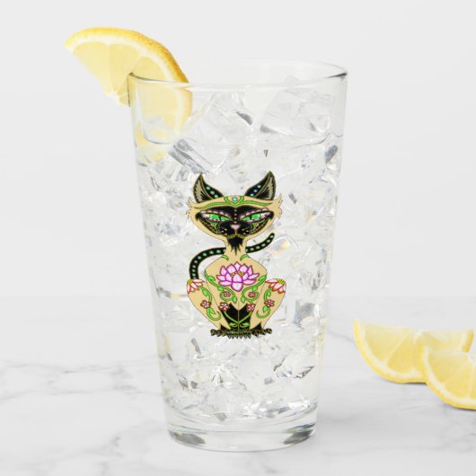 Siamese kat Sugar Skull Glas (Voorkant ijs)